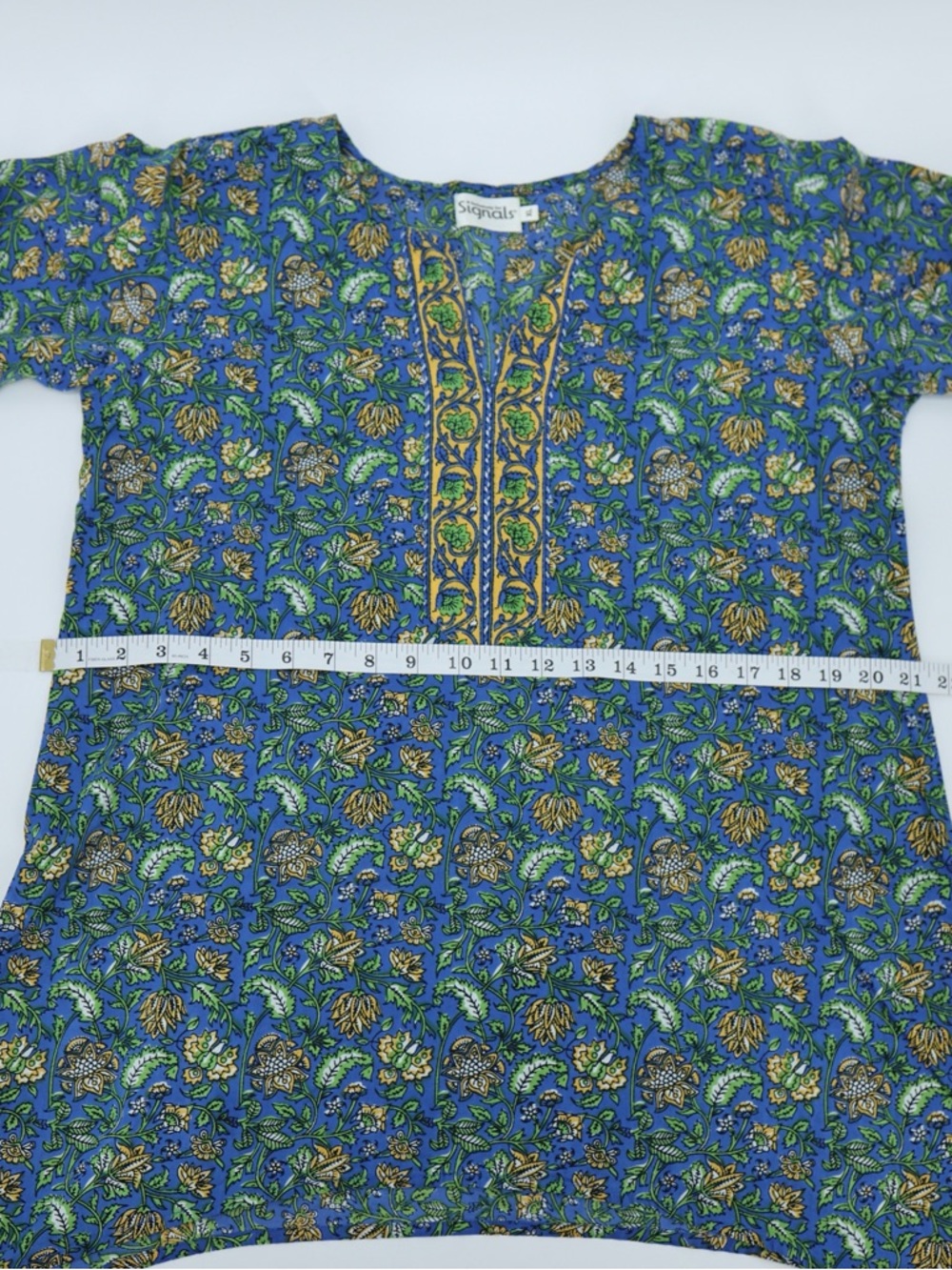 Signals Cotton 2 Piece Pants Set Tunic Pants Blue Floral Boho Resort Wear XL L - Picture 7 of 14